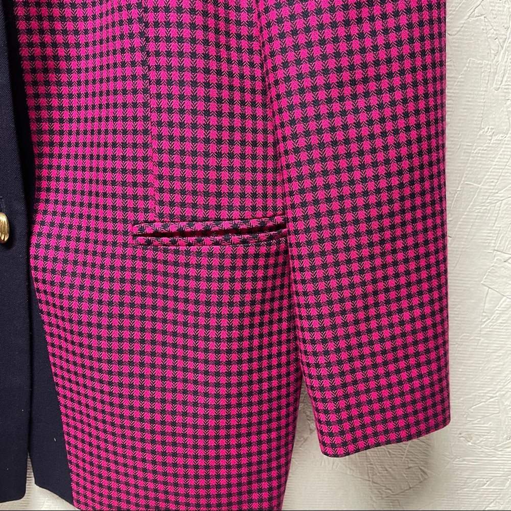 Vintage Cross country blazer pink navy gingham houndstooth blazer button front - Picture 7 of 7